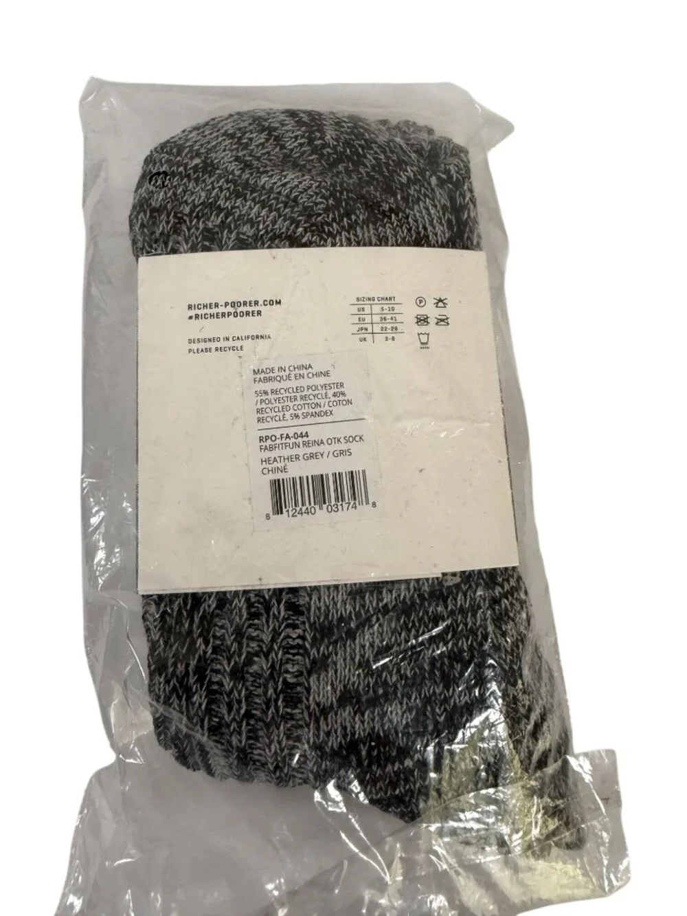 Richer Poorer Womens Over The Knee Textured Socks Heather Grey FabFitFun New